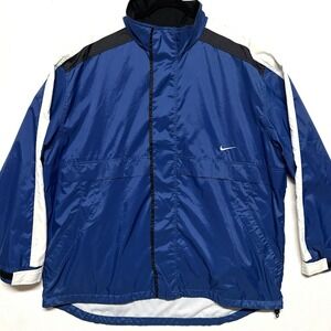 Vintage Nike Jacket 90s Blue White Swoosh Colorblock Full Zip Mesh Lined Sz XXL